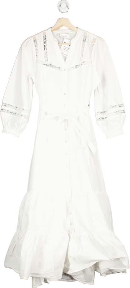 Hobbs White Limited Edition Button Down Midi Dress UK 6