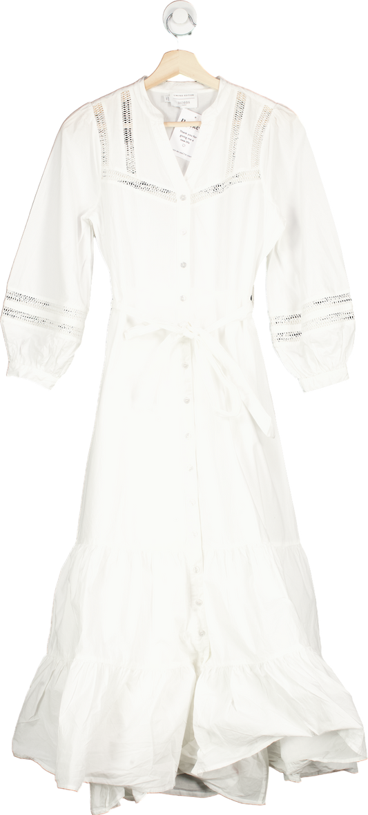 Hobbs White Limited Edition Button Down Midi Dress UK 6