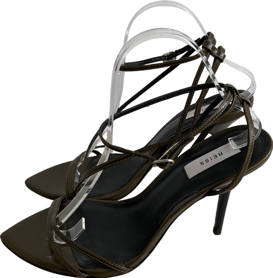 REISS Green Strappy Pointed Toe Sandals UK 7 EU 40 👠
