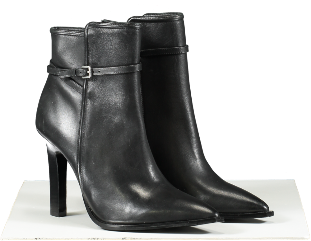 REISS Black Ada Leather Point Toe Ankle Boots UK 7 EU 40 👠