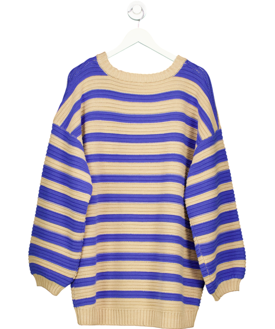 Free People Blue Links Pullover Stripe Jumper UK L