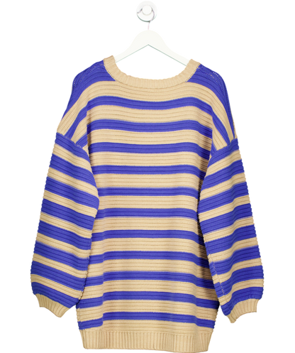 Free People Blue Links Pullover Stripe Jumper UK L