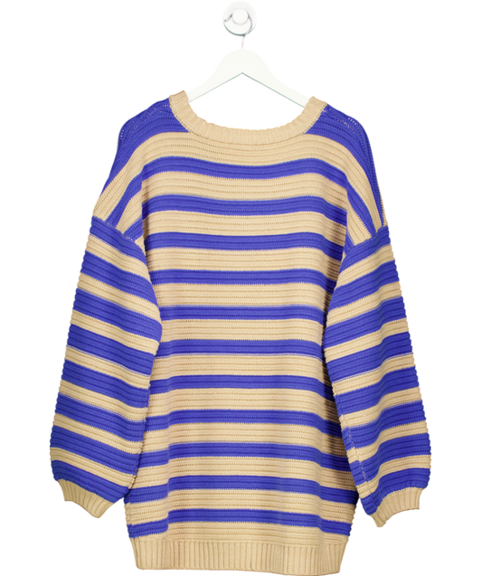 Free People Blue Links Pullover Stripe Jumper UK L