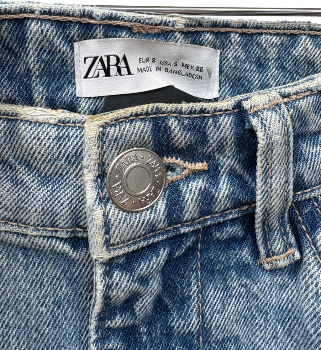 ZARA Blue Denim Midi Skirt UK S