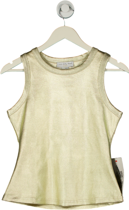 Never Fully Dressed Gold Ribbed Tank Top UK M