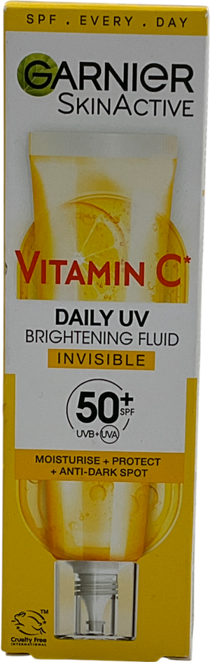 Garnier Vitamin C Daily Uv, Invisible Brightening Fluid, Spf50+, Prevents & Corrects Damage 40ml
