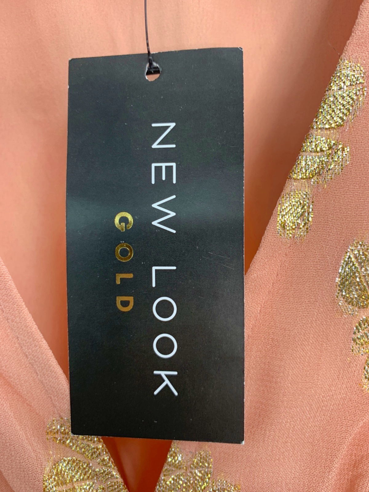 New Look Pink Gold Long Sleeve Frill Maxi Dress UK 10