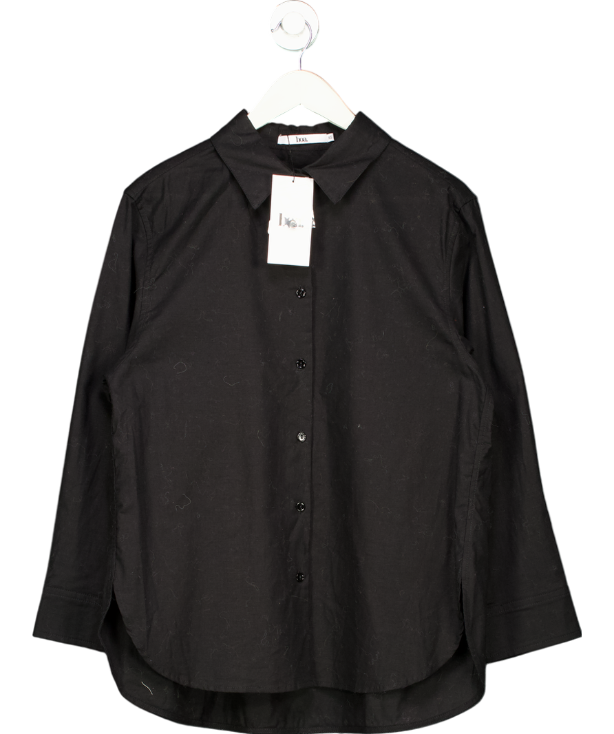 BOA Black Linen Long Sleeve Boyfriend Shirt UK XS