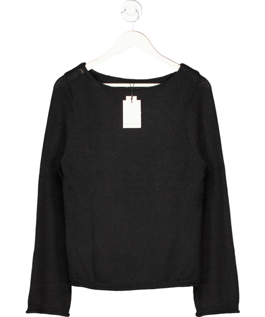Nobody's Child Black Slash Neck Fit Flare Knitted Top UK 14