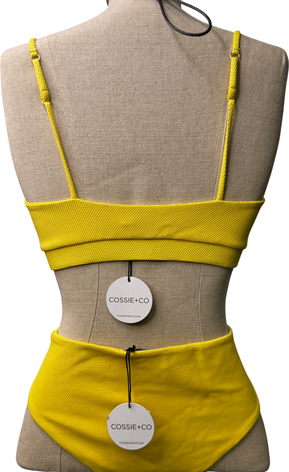 COSSIE + CO 2-piece Yellow High Waisted Bikini Set Sz2 UK 10