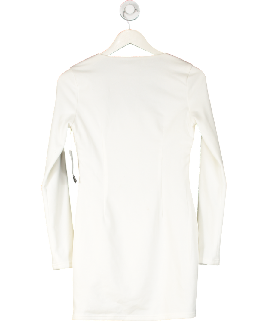 NA-KD White X Taylor Lashae Square Neck Mini Dress UK 10