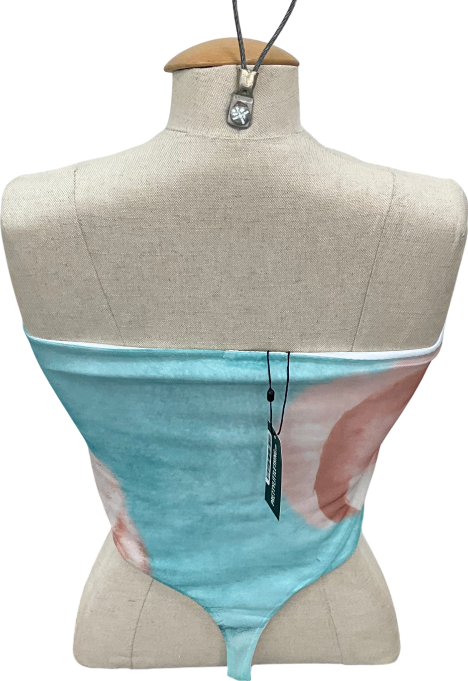 PrettyLittleThing Tall Blue Mesh Print High Rise Body Suit UK 10