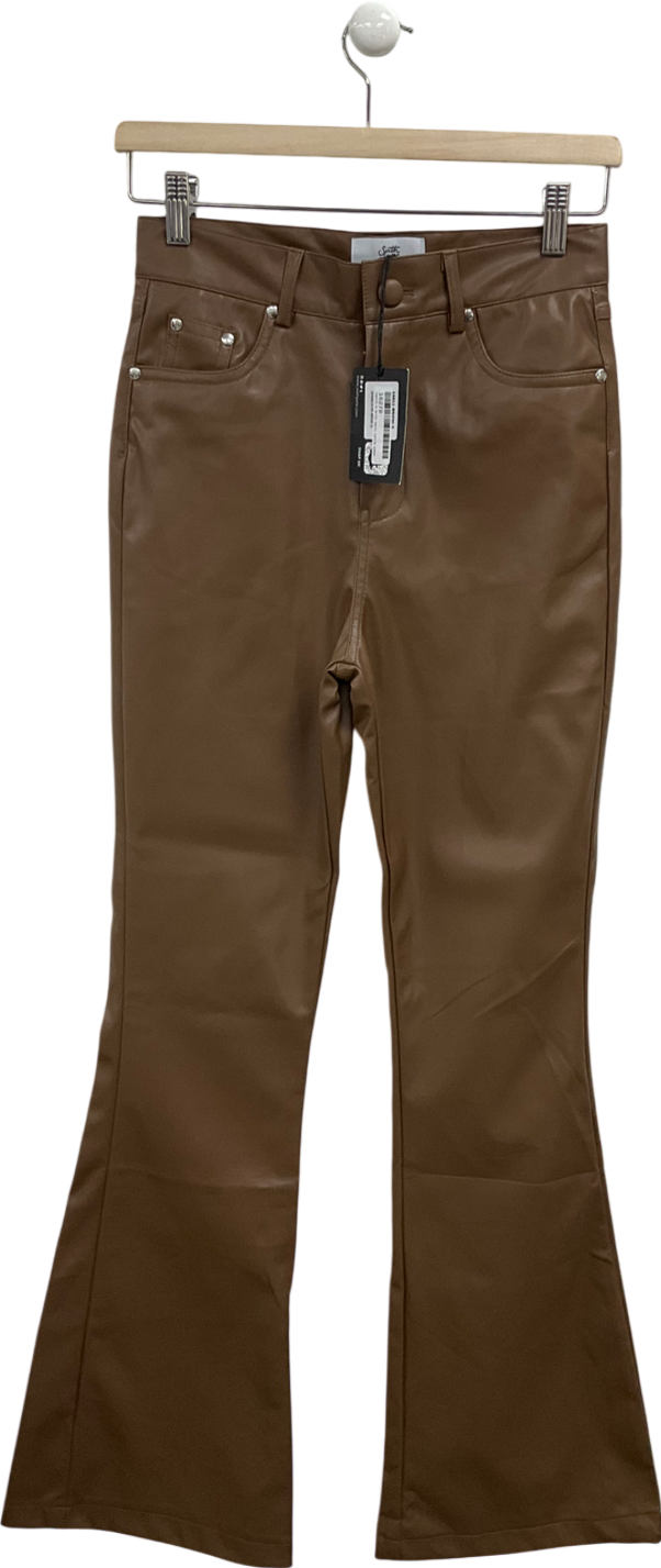 Sixth June Brown Flared Leather Style Trousers UK S