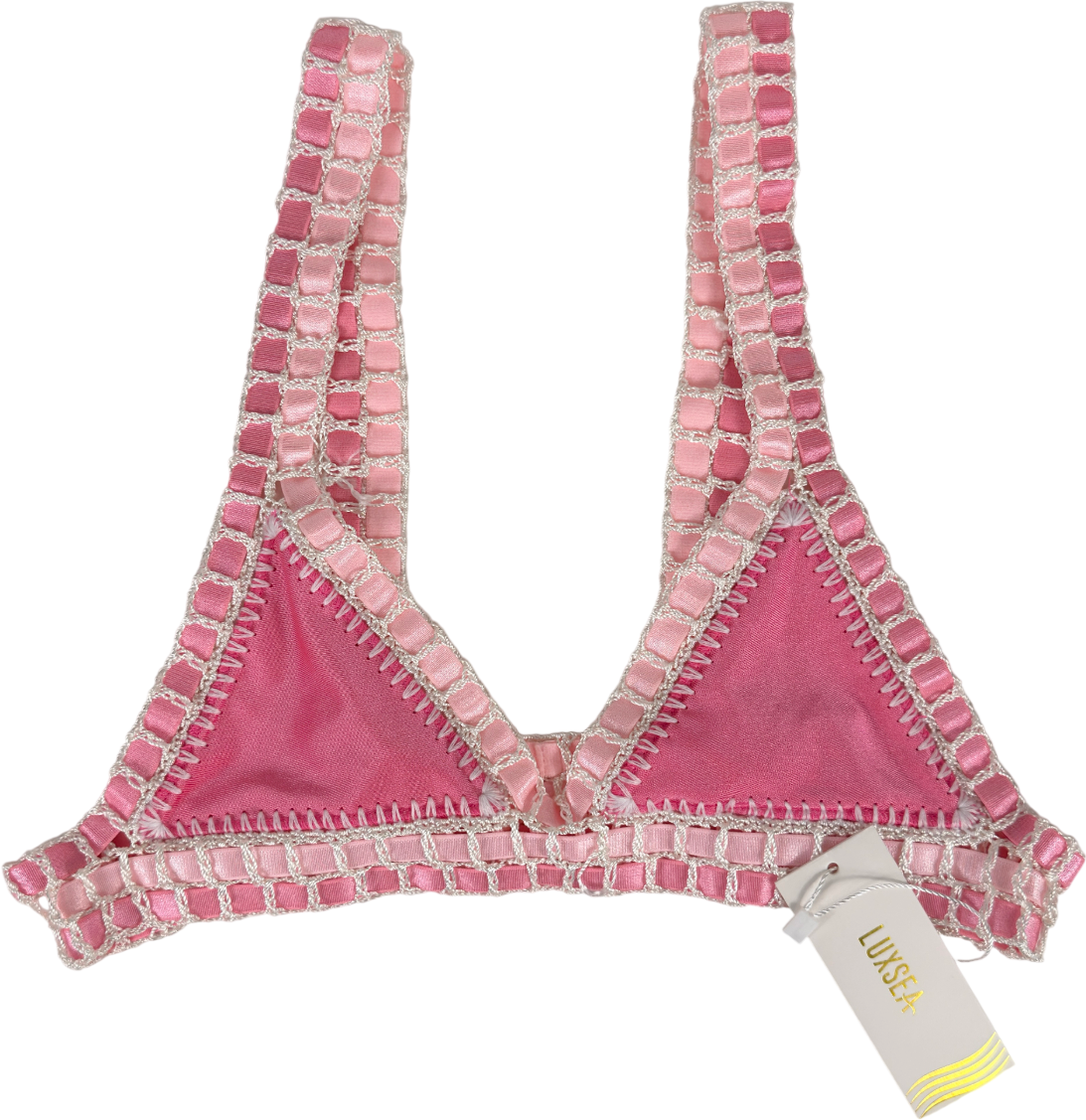 LUXSEA Pink Malibu Crochet Bikini Top UK S