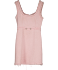 ZARA Baby Pink Boucle Tweed Mini Dress With Embellished Buttons UK XS