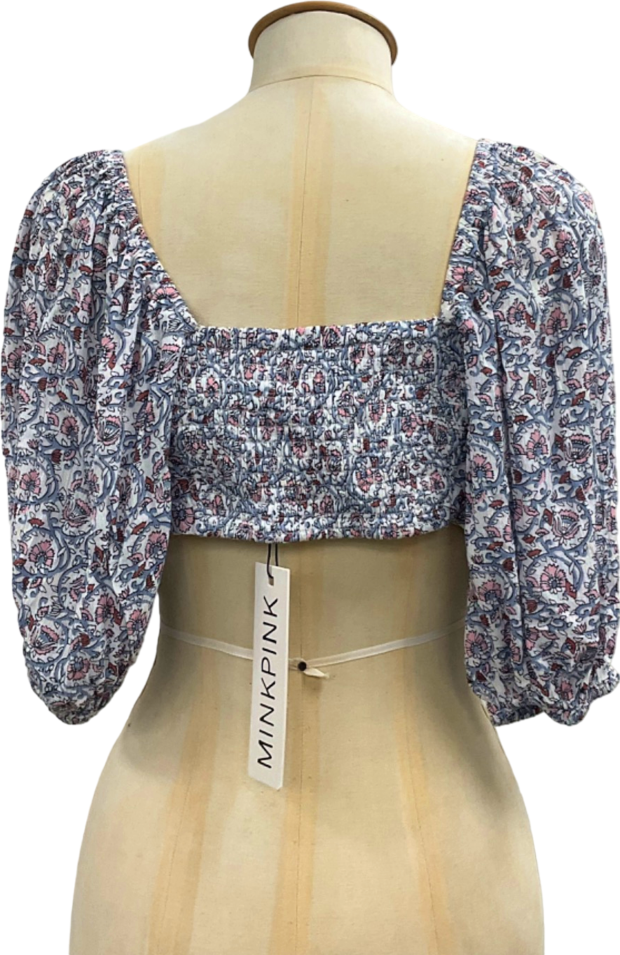 MINKPINK Multicolour Paisley Tie Front Crop Top UK XS