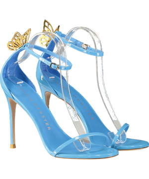 Sophia Webster Mariposa Blue / Gold Patent Butterfly Sandals 100 UK 8 EU 41