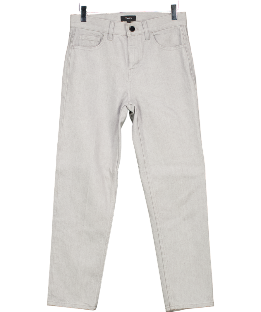 Theory Harbour Grey Cropped High-Rise Straight-Leg Jeans W25