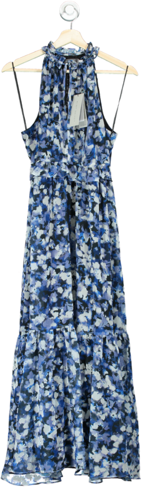 Mint Velvet Blue Abstract Print Maxi Dress UK 12