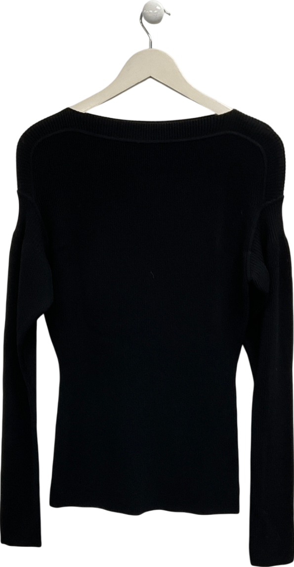 Arket Black Wool Blend Off-shoulder Top UK S