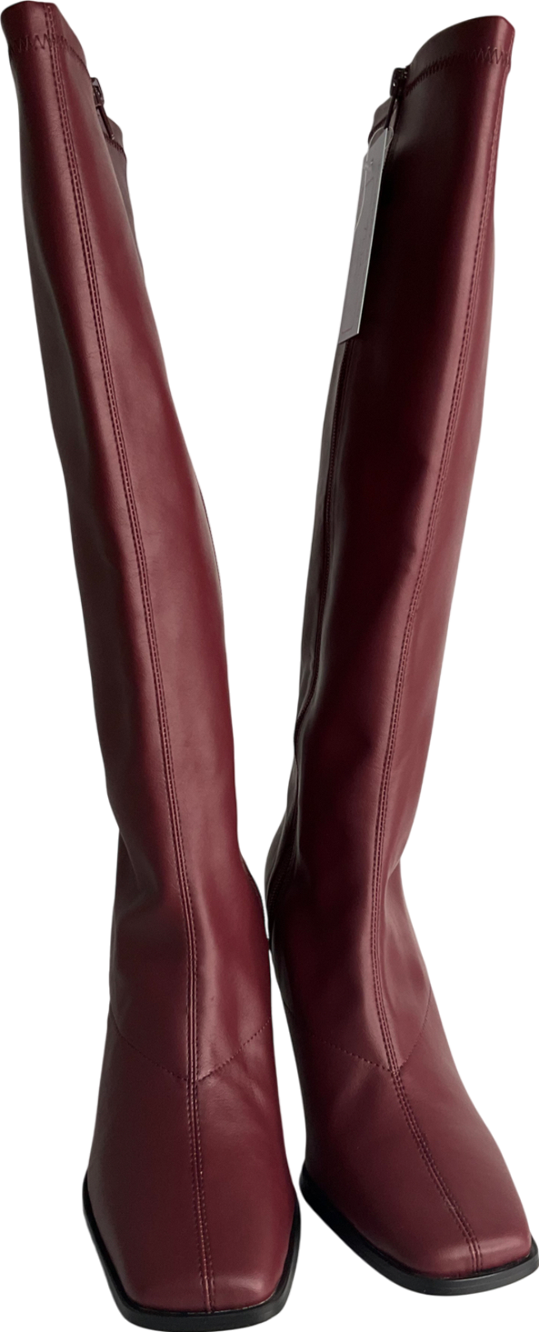 4th & Reckless Red Faux Leather Knee High Boots UK 7 EU 40 👠