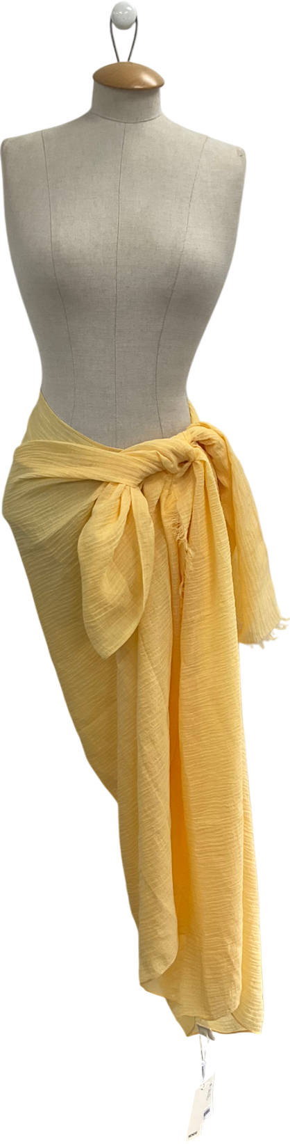 Monday Swimwear Yellow St. Striped Sarong In Honey Crinkle Linen One Size