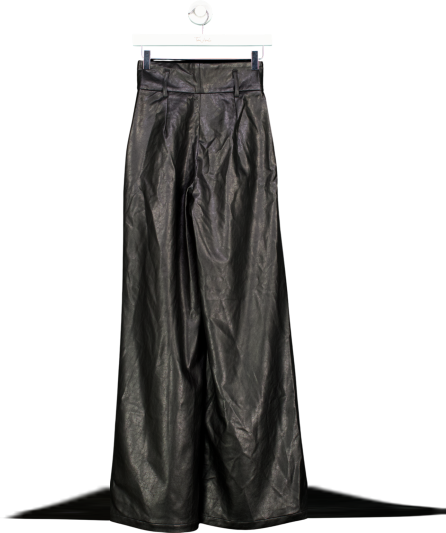 Karen Millen Black Faux Leather High Waisted Trousers UK 6 LP