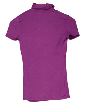 Pink Vanilla Purple Short Sleeved Turtle Neck Longline Top UK S