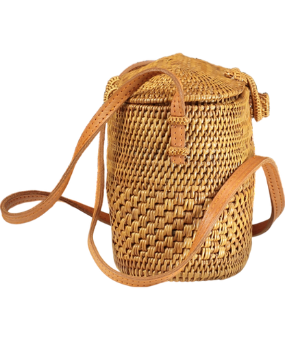 Brown Small Raffia Basket Bag