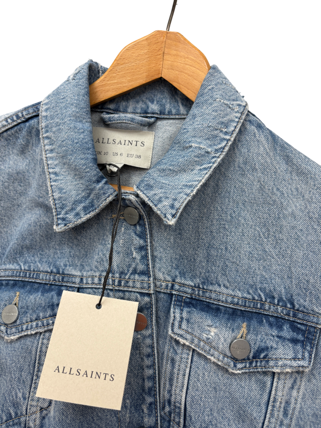 All Saints Blue Aki Crossover Denim Jacket UK 10