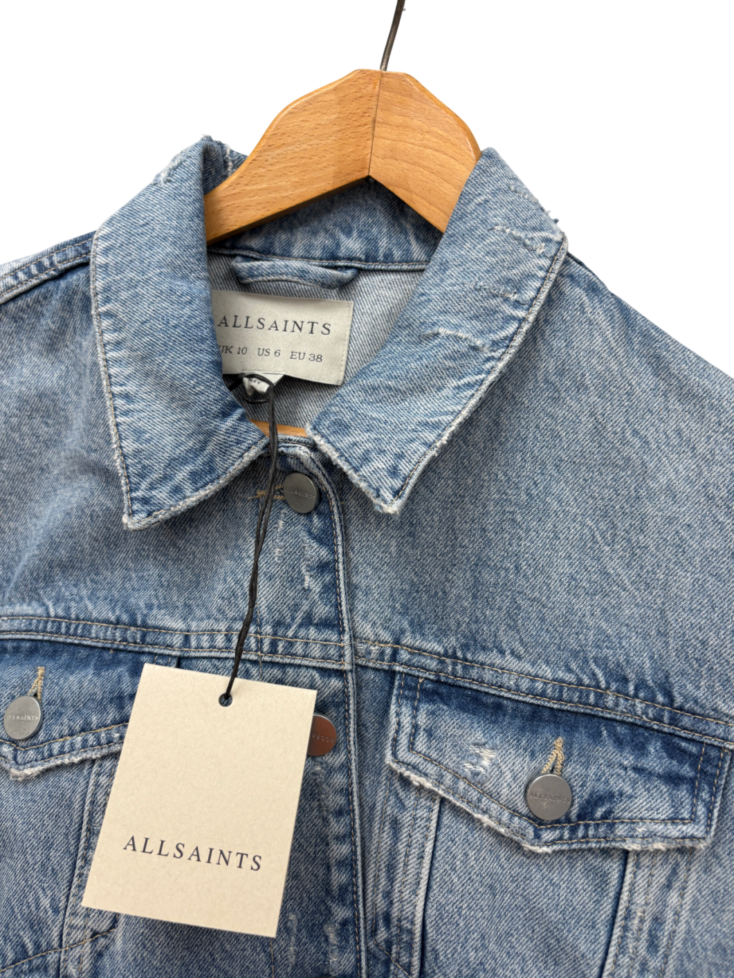 All Saints Blue Aki Crossover Denim Jacket UK 10