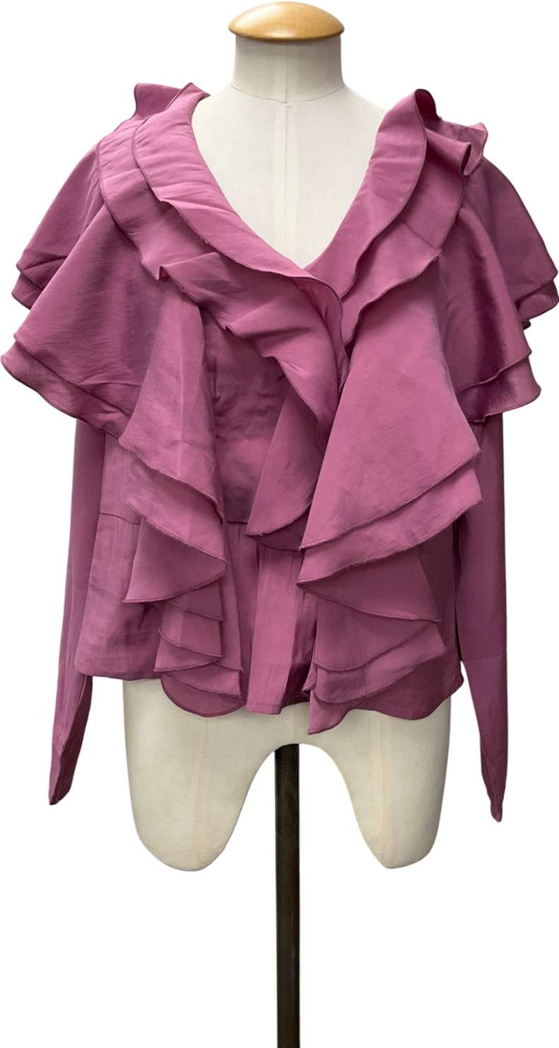 Very Pink Soft Ruffle Long Sleeve Blouse UK 16