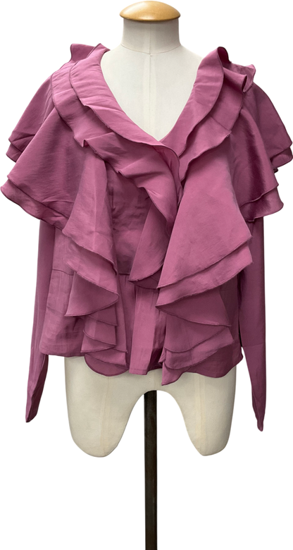 Very Pink Soft Ruffle Long Sleeve Blouse UK 16