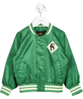 Mini Rodini Green Satin Varsity Bomber Jacket 4 Years