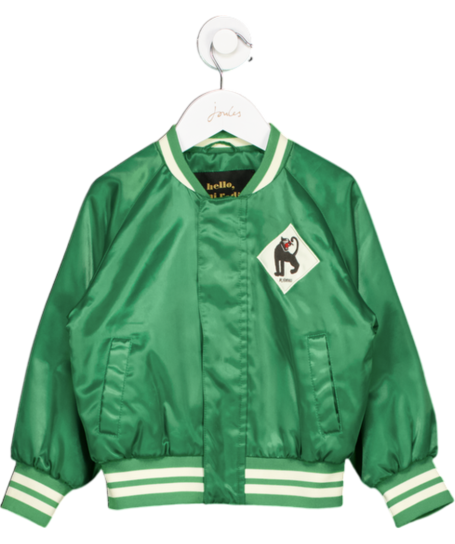 Mini Rodini Green Satin Varsity Bomber Jacket 4 Years