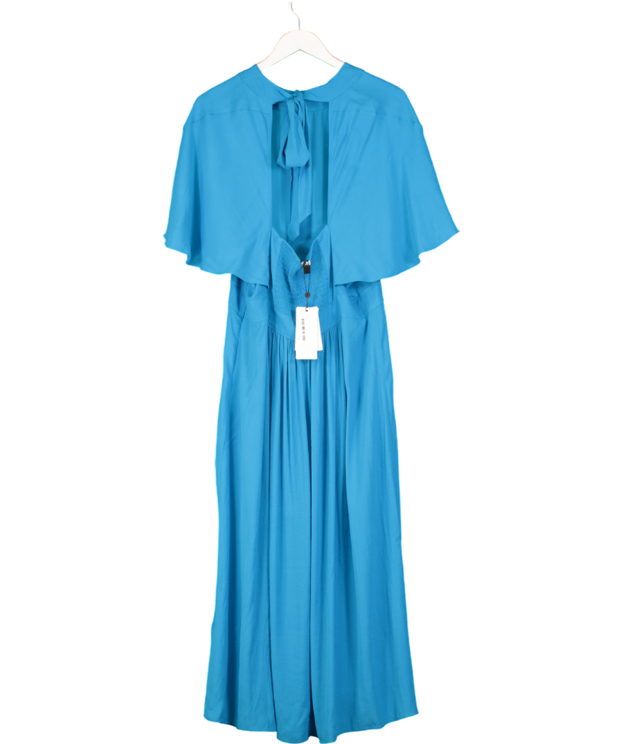 Whistles Blue Amelia Cape Sleeve Dress UK 16