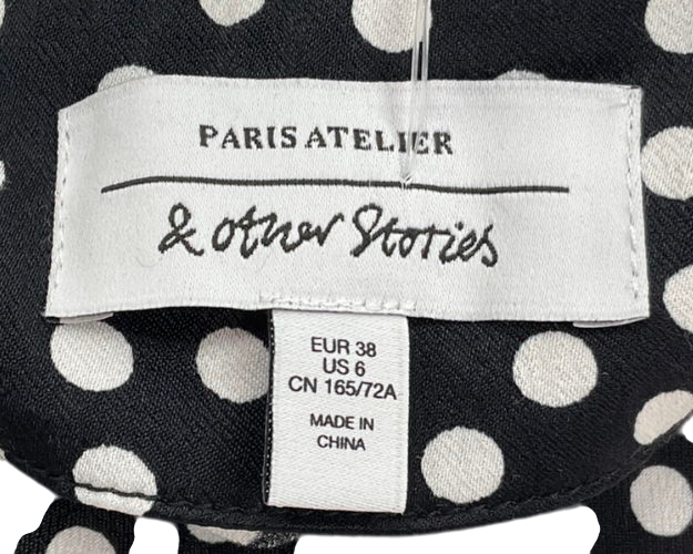 & Other Stories Black Polka Dot Midi Skirt UK 10