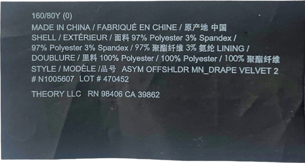 Theory Black Asymmetrical Off-Shoulder Drape Velvet 2 Dress UK 8