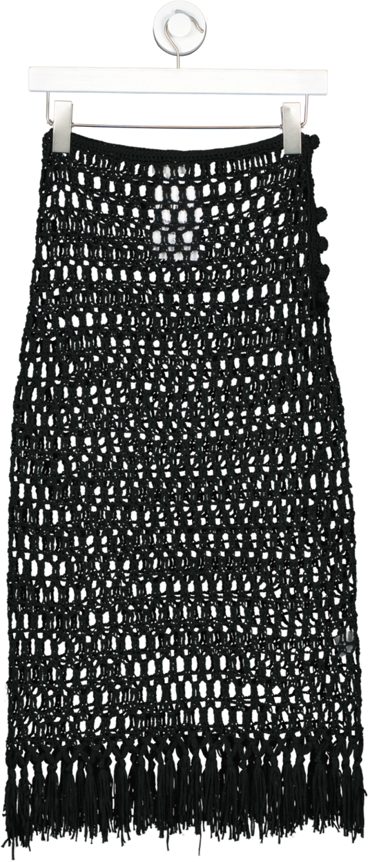 Superdown Black Misty Crochet Midi Skirt UK M