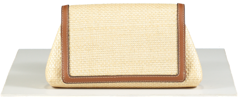 Aspinal of London Natural Raffia & Smooth Tan Leather Clutch bag