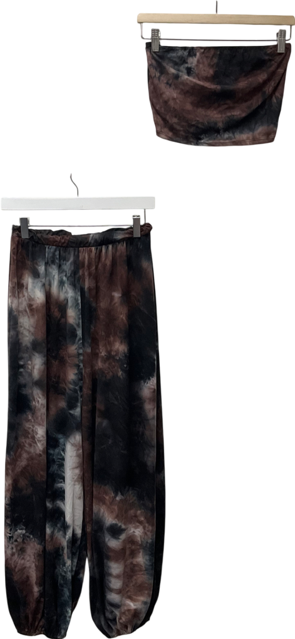 Fashion Nova Black Lost In The Desert Pant Set - Navy/combo UK S