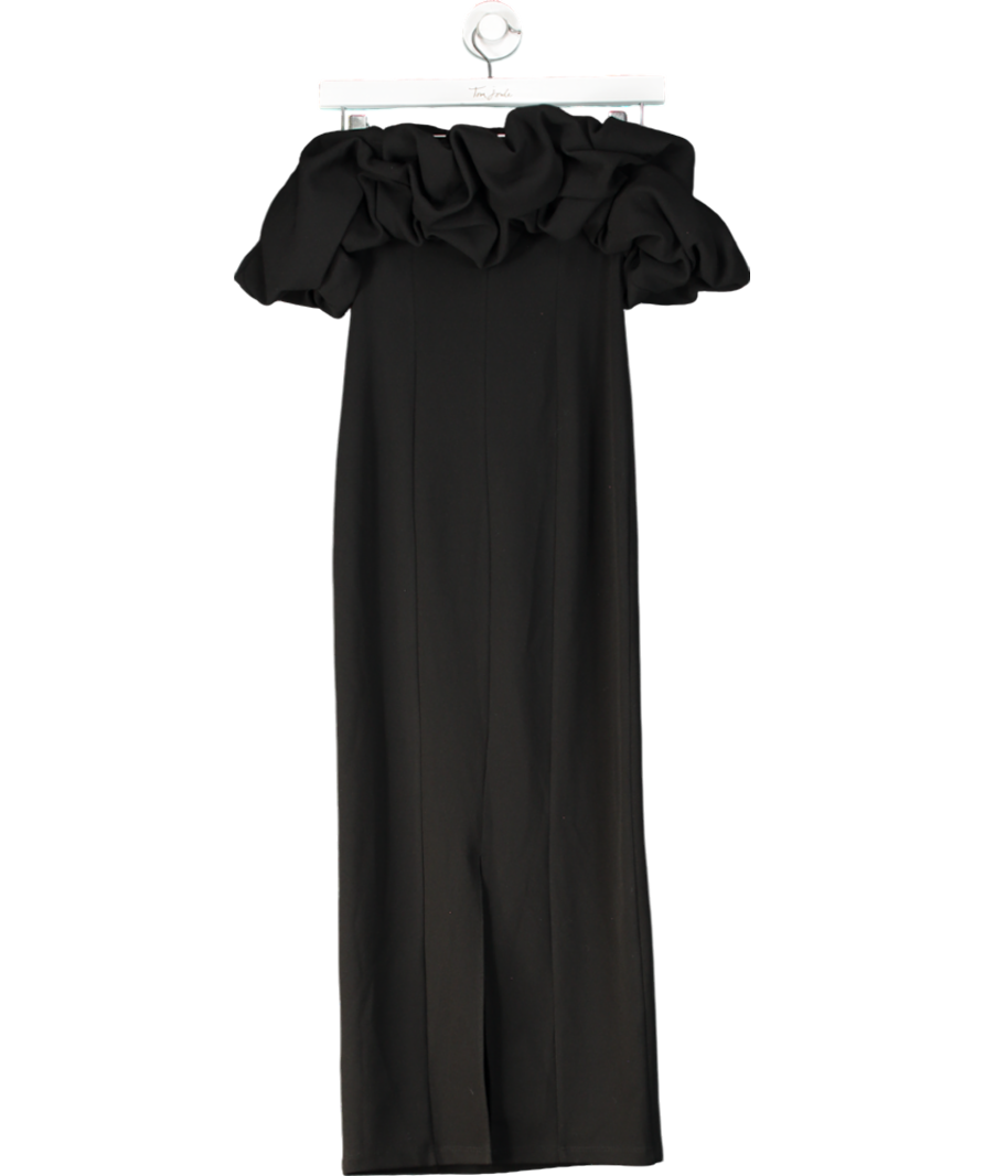 River Island Black Ruffle Bardot Midi Dress UK XS