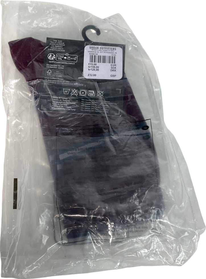 Urban Outfitters Red Out From Under Burgundy Viscose Stripe Knee High Socks UK 5 EU 38 👠