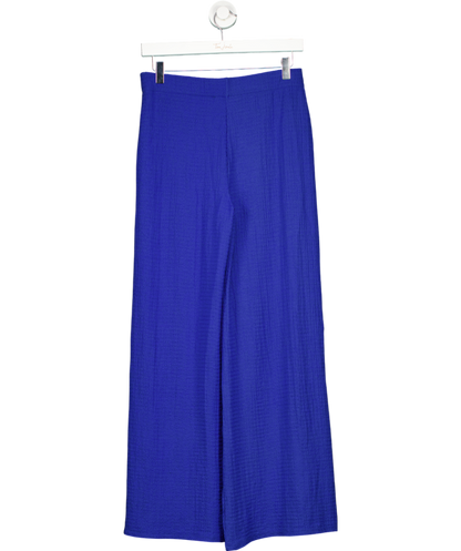 MANGO Blue Flowy Straight Fit Trousers UK M