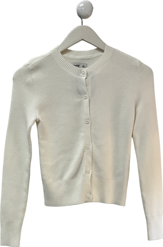 Hollister White Button Down Cardigan UK XS
