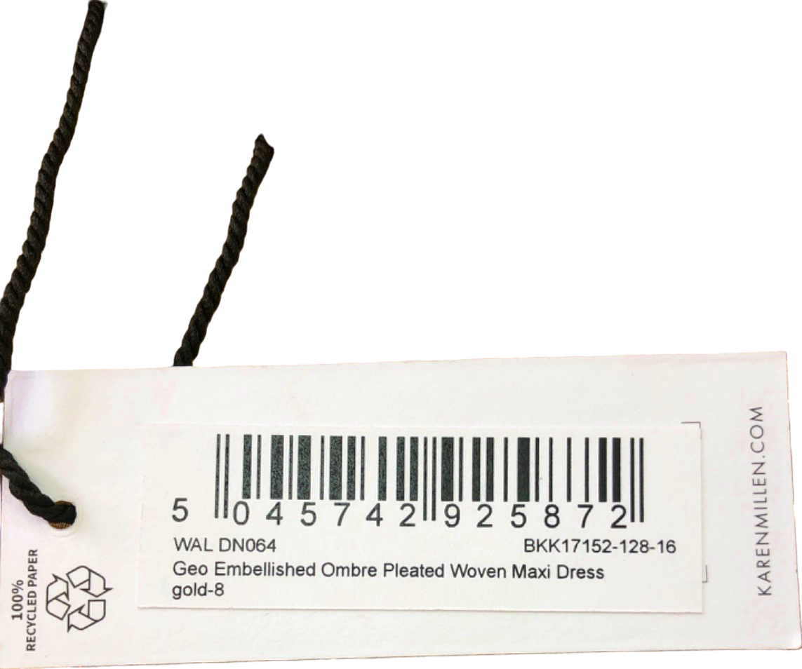 Karen Millen Gold Geo Embellished Ombre Pleated Woven Maxi Dress UK 8