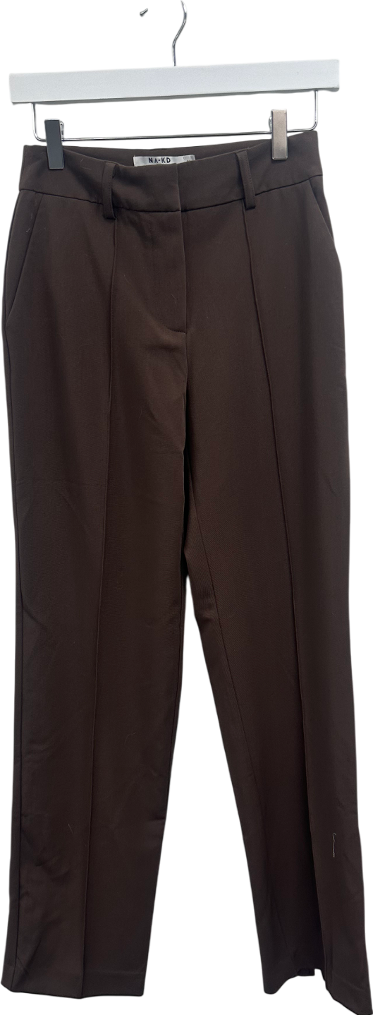 NA-KD Brown Tailored Mid Waist Suit Pants UK 8