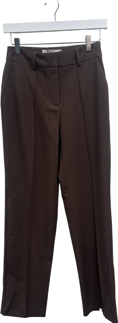 NA-KD Brown Tailored Mid Waist Suit Pants UK 8