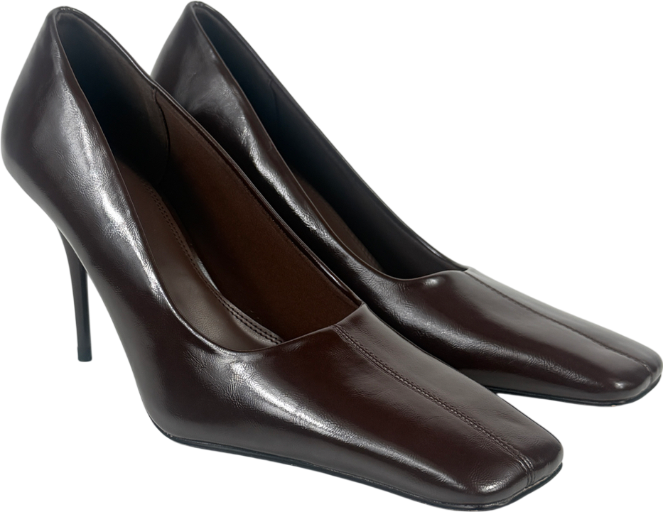 ASOS Brown Phillipa Square Toe High Heeled Court Shoes In Chocolate UK 7 EU 40