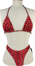 LOLEIA Raspberry Red And Brown Spotty Bikini UK XS/S